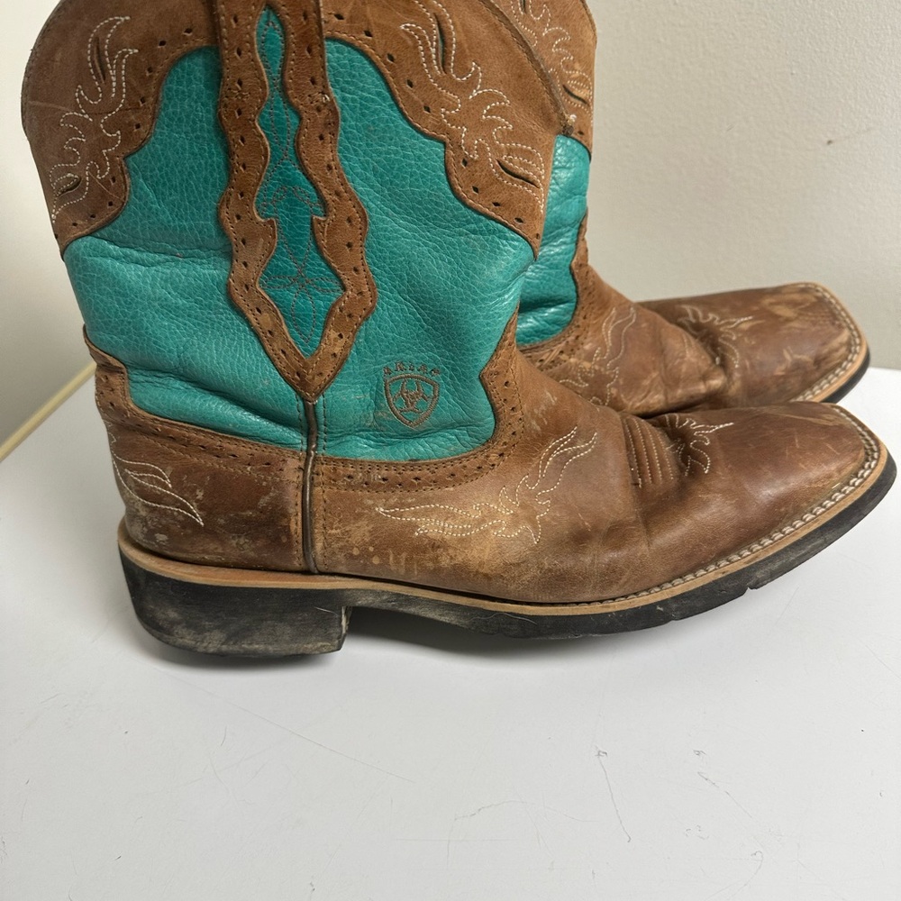 Ariat Brown and Teal Heeled Boots